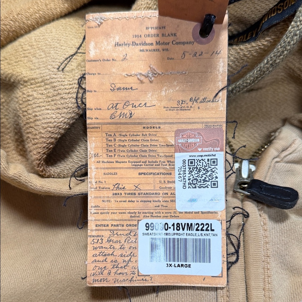 Harley-Davidson sweatshirt-1903 Upright Eagle Tan knit - Picture 7 of 7
